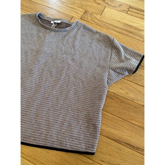 Zara Basic women's red/black plaid crew neck short sleeve cropped shirt size Med - Picture 3 of 8